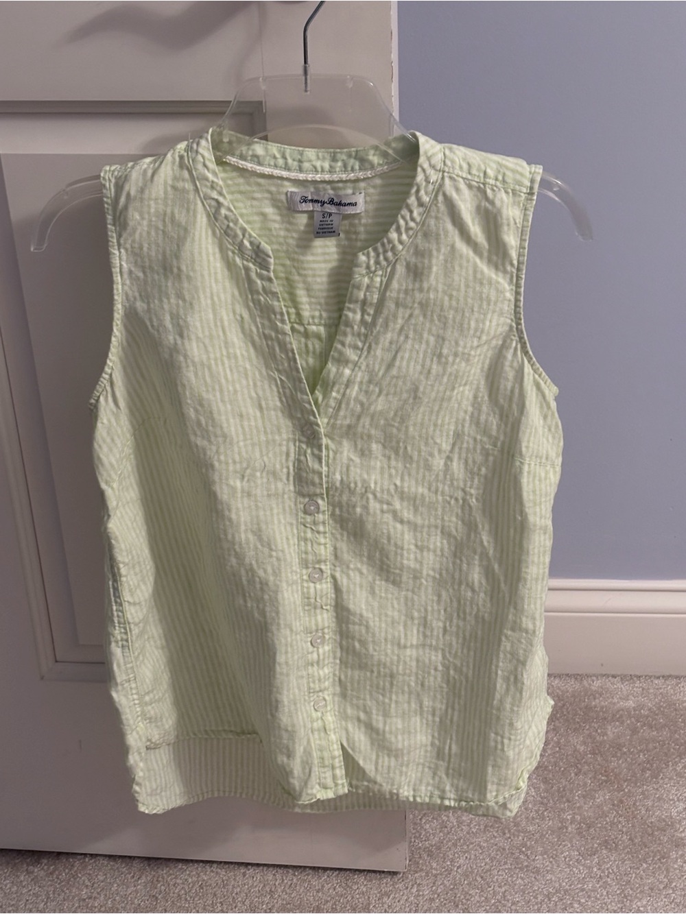 Tommy Bahama Girls' Light Lime Sleeveless Button-Up Top